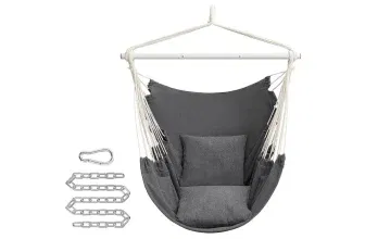 Songmics Hängesessel mit 2 Kissen und Metallkette schiefergrau für 22,99 € inkl. Versand