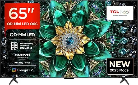 Tcl 65Q6C 65 Zoll Qd Mini Led Fernseher 4K Hdr Premium 1000Nits Smart Tv Mit Google Tv Dolby Vision Iq Atmos Onkyo 2.1 Soundsystem 144Hz Motion Clarity Pro Game Master