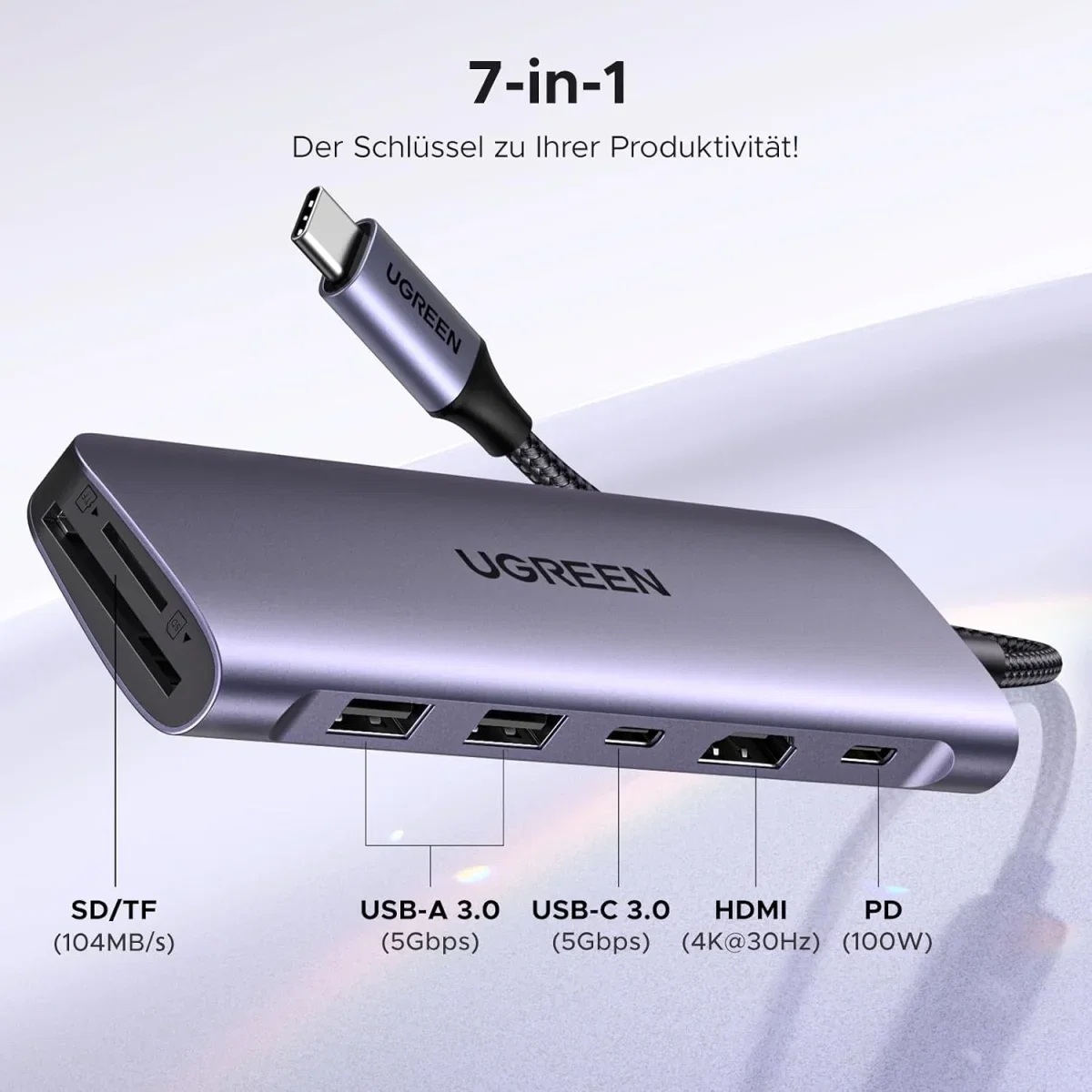 UGREEN Revodok USB C Hub 5Gbps 4K HDMI PD100W USB 3.0