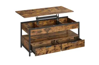 Vasagle Couchtisch mit Schubladen (vintagebraun-tintenschwarz) für 73,99 € inkl. Versand