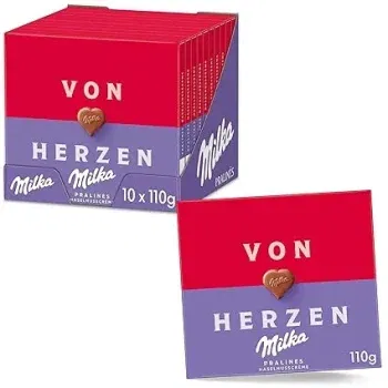 Von Herzen Milka Pralinen aus zarter Alpenmilch Schokolade 10er Pack (10 x 110g) für 17,79 € inkl. Prime-Versand