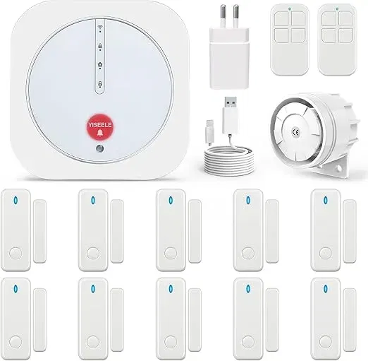16-teiliges Alarm Set Kabelgebundene Sirene, Tür- und Fenstersensoren 5/2,4G WLAN (5/2,4G WLAN/ Kompatibel mit Alexa Assistent) für 22,46 € inkl. Prime-Versand (statt 70,00 €)