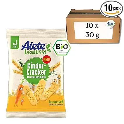 Alete bewusst Bio Kinder-Cracker mit Karotten- und Rosmarinpulver (10x30g) ab 5,75 € inkl. Prime-Versand (statt 8,99 €)