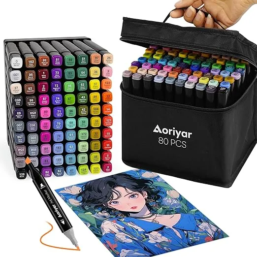 Alkohol Marker Dual Brush Filzstifte – 80 Farben für 8,99 € inkl. Prime-Versand (statt 19,00 €)