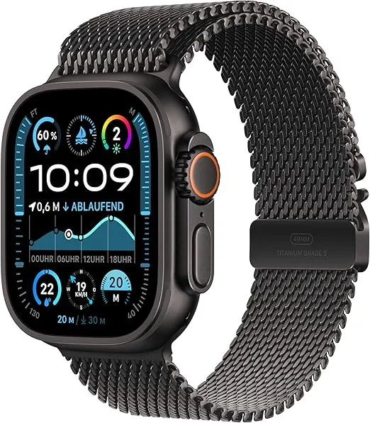 Apple Watch Ultra 2 (GPS + Cellular 49 mm) Smartwatch Sportuhr mit Titangehäuse in Schwarz und Milanaise Armband für 839,00 € inkl. Versand (statt 934,00 €)
