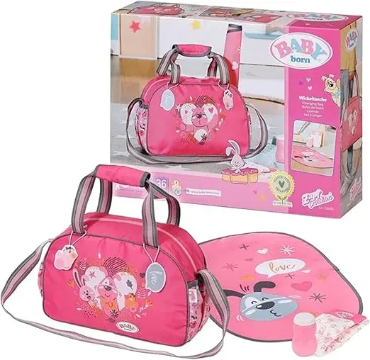 BABY born Wickeltasche 832455 Zapf Creation (Puppenwickeltasche in rosa grau inkl. Wickelunterlage Windel und Puderdose) für 12,99 € inkl. Prime-Versand (statt 19,99 €)