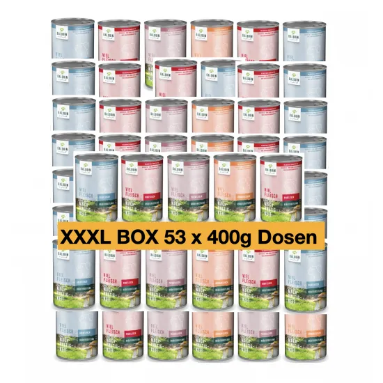 53 x 400G Balduin Premium Hundefutter – Nassfutter 16.06.2025 (MHD 16.06.2025) für 35,88 € inkl. Versand