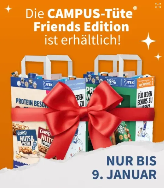 Neue CAMPUS-Tüten verfügbar: 2 Stück Campus Tüte Friends Edition für 11,95 € inkl. Versand