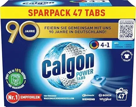 Calgon 4-in-1 Power Tabs Schmutz (Wasserenthärter gegen Kalkablagerungen  1 x 47 Tabs) ab 7,10 € inkl. Prime-Versand (statt 9,49 €)