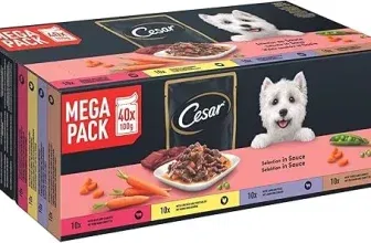 🐕 Cesar Selektion in Sauce Premium Hunde Nassfutter im Portionsbeutel (4 Varietäten 40x100g) ab 12,28 € inkl. Prime-Versand (statt 17,00 €)