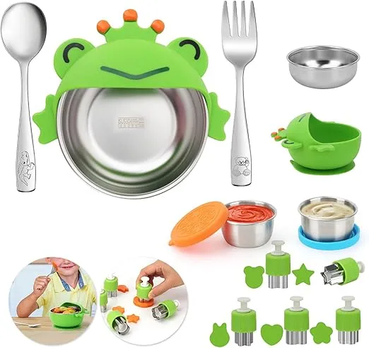 🐸 Kinder Geschirrsets 10 teilig Kinderbesteck Set für 4,99 € inkl. Prime-Versand (statt 6,99 €)