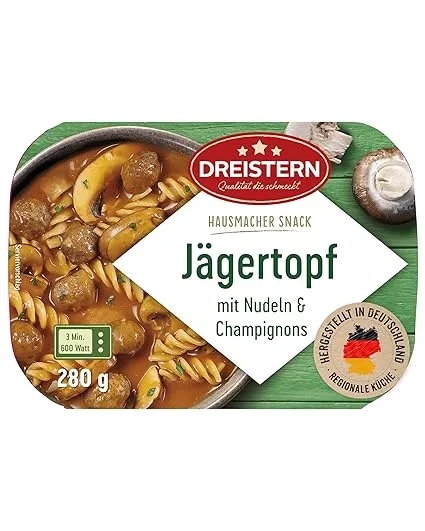 DREISTERN Jägertopf mit Champignons & Nudeln 280g ab 1,69 € inkl. Prime-Versand