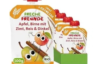 FRECHE FREUNDE Bio Quetschie Apfel Birne mit Zimt Reis & Dinkel (6x100g) ab 4,84 € inkl. Prime-Versand (statt 6,54 €)