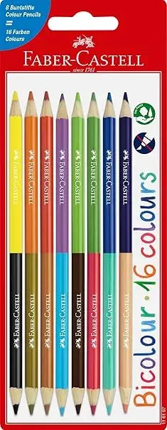 Faber-Castell 116197 (Buntstifte Set Bicolor 8 Malstifte mit 16 Farben) ab 2,55 € inkl. Prime-Versand (statt 3,99 €)