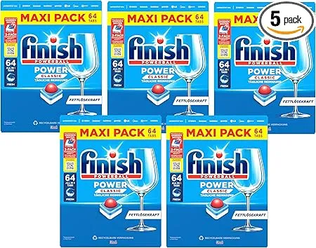Finish Power Classic Spülmaschinentabs Maxi Pack 320 Finish Tabs (5 x 64 Tabs) (0,11€ pro Tab) für 34,99 € inkl. Prime-Versand (statt 44,00 €)