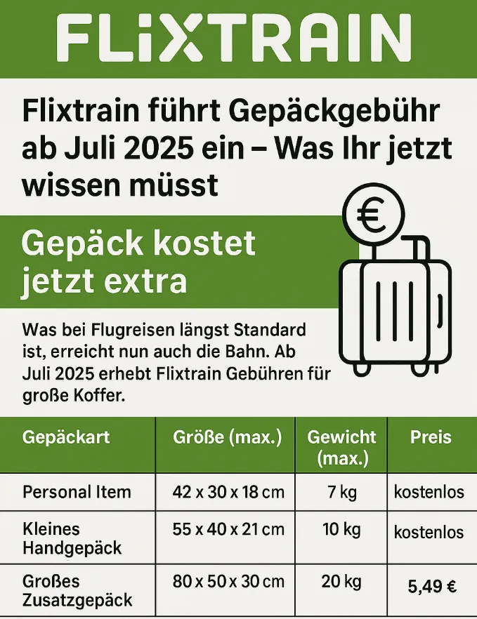 Info ℹ️Flixtrain führt Gepäckgebühr ein – Was Ihr jetzt wissen müsst