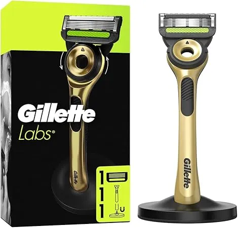GilletteLabs mit Reinigungs-Element Rasierer für Männer Champion Gold Edition 1 Handstück 1 mit Wandhalterung für einfache Lagerung ab 8,46 € inkl. Prime-Versand (statt 9,95 €)