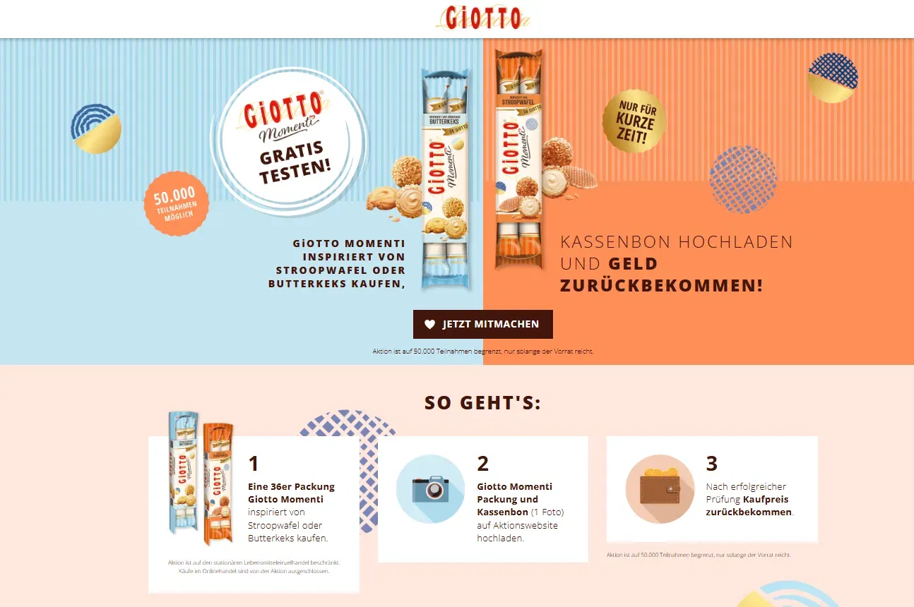 Schnäppchen, Deals und Rabattcodes des Tages - Giotto Momenti Stroopwafel Butterkeks gratis testen