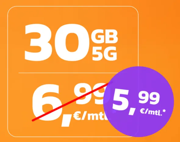 simyo – 30 GB 5G Allnet-Flat im o2-Netz für nur 5,99 € monatlich – ohne Anschlussgebühr
