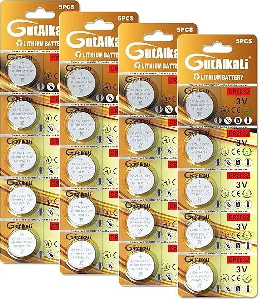 GutAlkaLi 20 Stück CR2032 3V Batterien CR 2032 Knopfzelle (Lithium Knopfzellen – 3 Volt im 20-er Pack) ab 6,11 € inkl. Prime-Versand (statt 12,99 €)