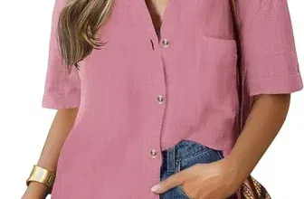 Hotouch Damen Kurzarm Hemdbluse (9 Farben, Gr. S bis XXL) für 14,99 € inkl. Prime-Versand (statt 24,99 €)