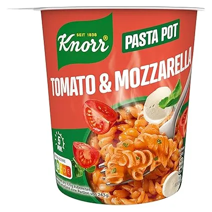 Knorr Pasta Snack Pot Tomato & Mozzarella leckere kleine Mahlzeit fertig in nur 5 Minuten 8x 63 g (8x63g) für 5,99 € inkl. Prime-Versand (statt 8,53 €)