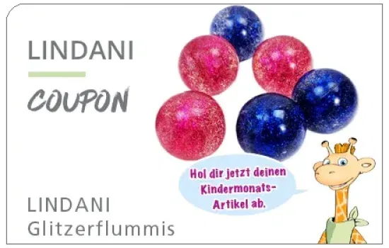 LINDANI Glitzerflummis gratis für Kinder in den Linda-Apotheken abholen