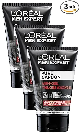 L’Oréal Men Expert Waschgel für das Gesicht Anti-Pickel Gesichtsreinigung für Männer 3 x 100 ml für 11,97 € inkl. Prime-Versand (statt 14,85 €)