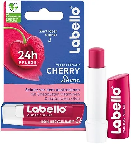 Labello Cherry Shine Lippenpflegestift (Lippenbalsam mit Sheabutter und Kirscharoma (48 g)) ab 1,26 € inkl. Prime-Versand (statt 2,25 €)