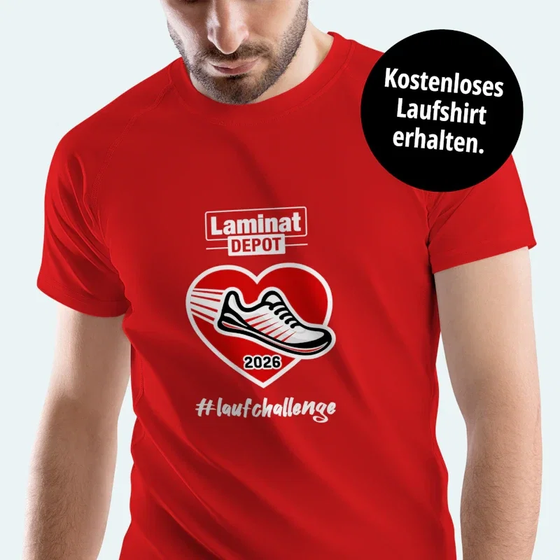 Gratis Laufshirt 🏃 Die große Laufchallenge des Laminat Depots 2026