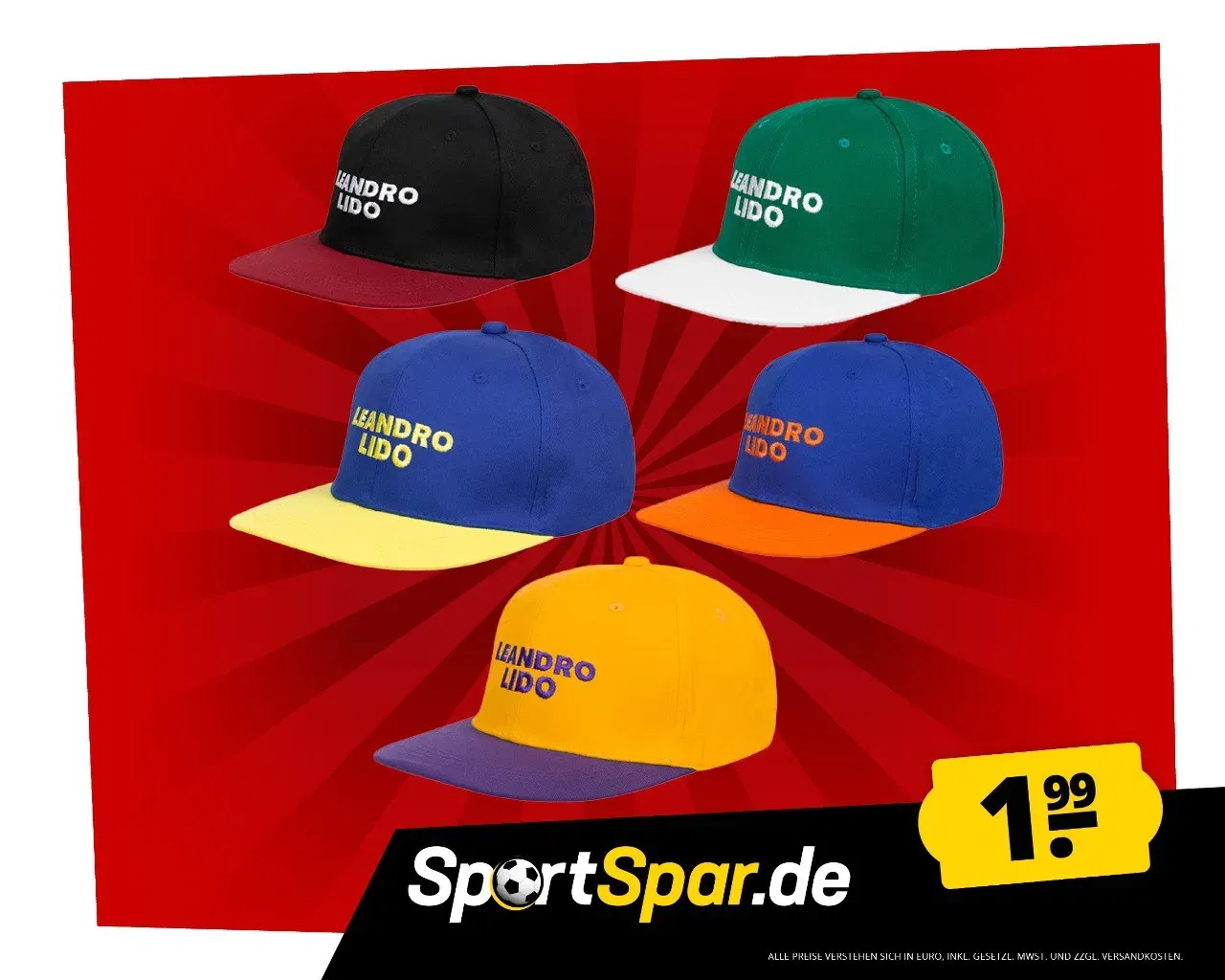 Leandro Lido Aosta Snapback Kappe (9 Farben) für 1,77 € zzgl 4,95 € inkl. Versand