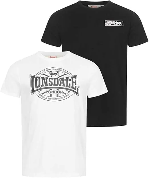 Lonsdale Herren T-Shirt Normale Passform Doppelpack CLONKEEN (Gr. S bis L) für 15,19 € inkl. Prime-Versand (statt 23,00 €)