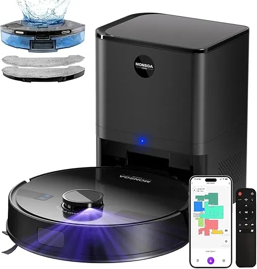 MONSGA Saugroboter mit Wischfunktion (5000Pa, 180min Laufzeit, LiDAR Navigation) für 259,34 € inkl. Versand