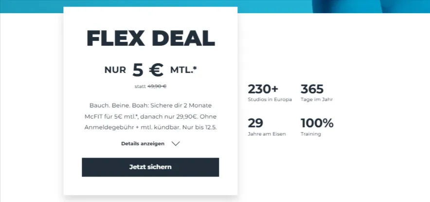 Schnäppchen, Deals und Rabattcodes des Tages - Fitnessstudio McFIT
