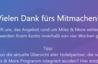 Kostenlos 250 Miles & More Meilen sichern mit 2-Minuten-Umfrage zu Hotelpartnerschaften