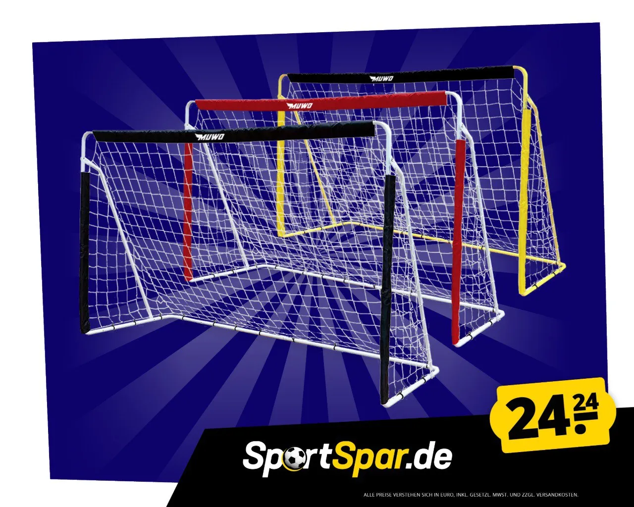 MUWO Fußballtor aus Stahl 240 x 150 cm (6 Farben) für 29,19 € inkl. Versand