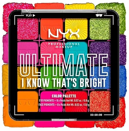 NYX Professional Makeup Lidschattenpalette mit 16 Farbtönen (Ultimate Shadow Farbton: Brights) ab 5,94 € inkl. Prime-Versand (statt 17,99 €)
