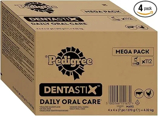 PEDIGREE DentaStix Zahnpflegesnack für große Hunde 112 Stück (+25kg) ab 27,44 € inkl. Prime-Versand