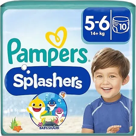 Pampers Windeln Größe 5-6 Splashers  für sicheren Schutz im Wasser (10 Stück Einweg-Schwimmwindeln Shark Limited Edition) ab 4,74 € inkl. Prime-Versand (statt 6,99 €)