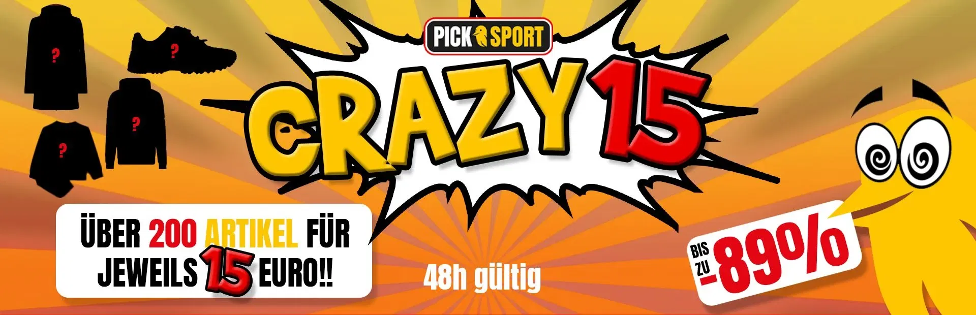 Picksport Festpreis Sale: Über 200 Produkte für je 15 € zzgl. 4,99 € Versand + 5,5 % Newsletter-Rabatt
