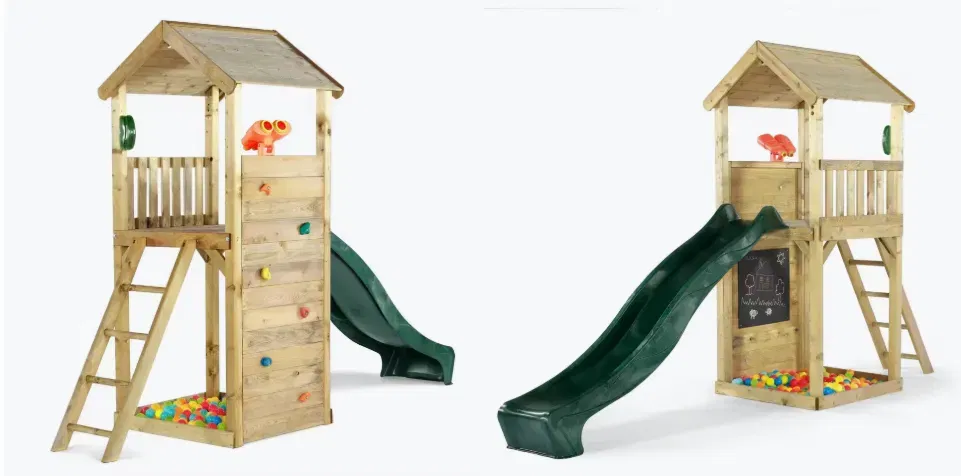 Plum Plum Holz Aussichtsturm (mit Kletterwand Rutsche Sandkasten Kreidetafel) für 204,94 € inkl. Versand (statt 529,00 €)