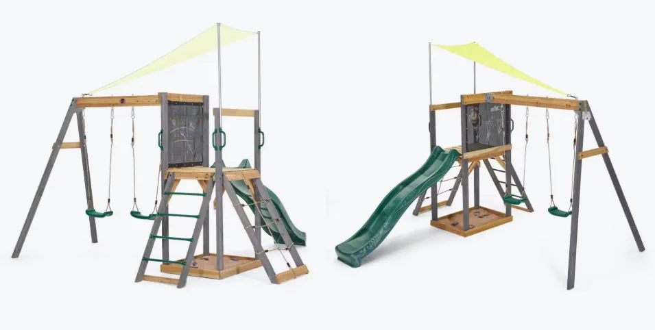 Plum Plum Holz Spielgerüst Siamang (mit Doppelschaukel Rutsche Kletternetz Sandkasten) für 304,94 € inkl. Versand (statt 489,00 €)
