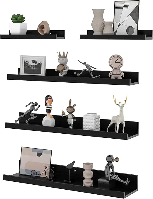 RLAVBL Wandregal 5er Set geeignet fuer Wohnzimmer Schlafzimmer Kueche Buero usw 2 Stueck 30cm 3 Stueck 60cm Schwarz Schnäppchen, Deals Und Rabattcodes Des Tages - Rlavbl Wandregal 5Er Set In Schwarz Für Wohnzimmer, Schlafzimmer, Küche, Büro