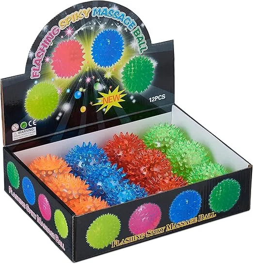Relaxdays LED Igelball mit Noppen (12er Set blinkende Leuchtbälle in 4 Farben  Ø 65 cm bunt) für 6,11 € inkl. Prime-Versand (statt 9,99 €)