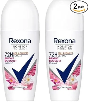 Rexona Nonstop Protection Deo Roll-On Bright Bouquet Antitranspirant mit 72 Stunden Schutz 50 ml (Packung mit 2) für 4,44 € inkl. Prime-Versand (statt 5,98 €)