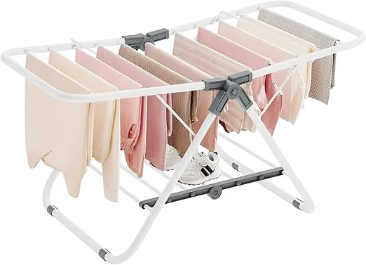 SONGMICS Wäscheständer klein Faltbare Standtrockner mit 2 Flügeln platzsparend Metall 44 x 101 x 54 cm wolkenweiß für 15,25 € inkl. Prime-Versand (statt 19,99 €)