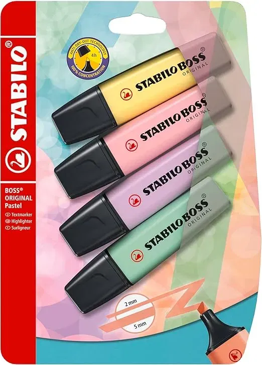 STABILO – Textmarker – BOSS ORIGINAL Pastel – 4er Pack für 1,48 € inkl. Prime-Versand (statt 3,99 €)