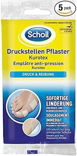 Scholl Druckstellen Pflaster-Kurotex 5 Pflasterstreifen ab 2,56 € inkl. Prime-Versand (statt 4,99 €)