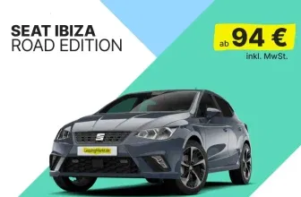 Seat Ibiza 1.0 TSI Road Edition mit 116 PS für 94,00 € / Monat + 1.599,00 € einmalig – LF 0,36 (Privat- und Gewerbekunden)