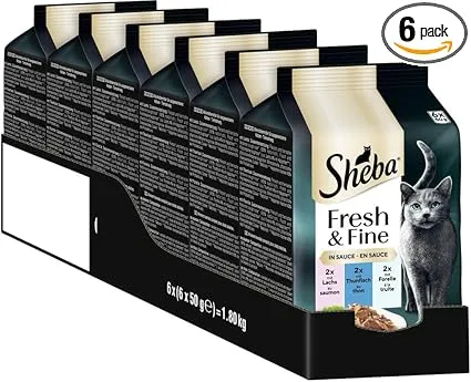 Sheba Portionsbeutel Katzennassfutter Multipack Fresh & Fine in Sauce mit Lachs (6x6x50g) ab 6,27 € inkl. Prime-Versand (statt 16,00 €)